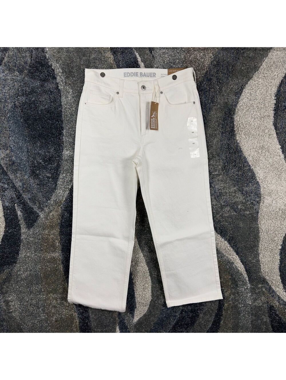 NWT Eddie Bauer Voyager White Straight Crop Jeans Size 10